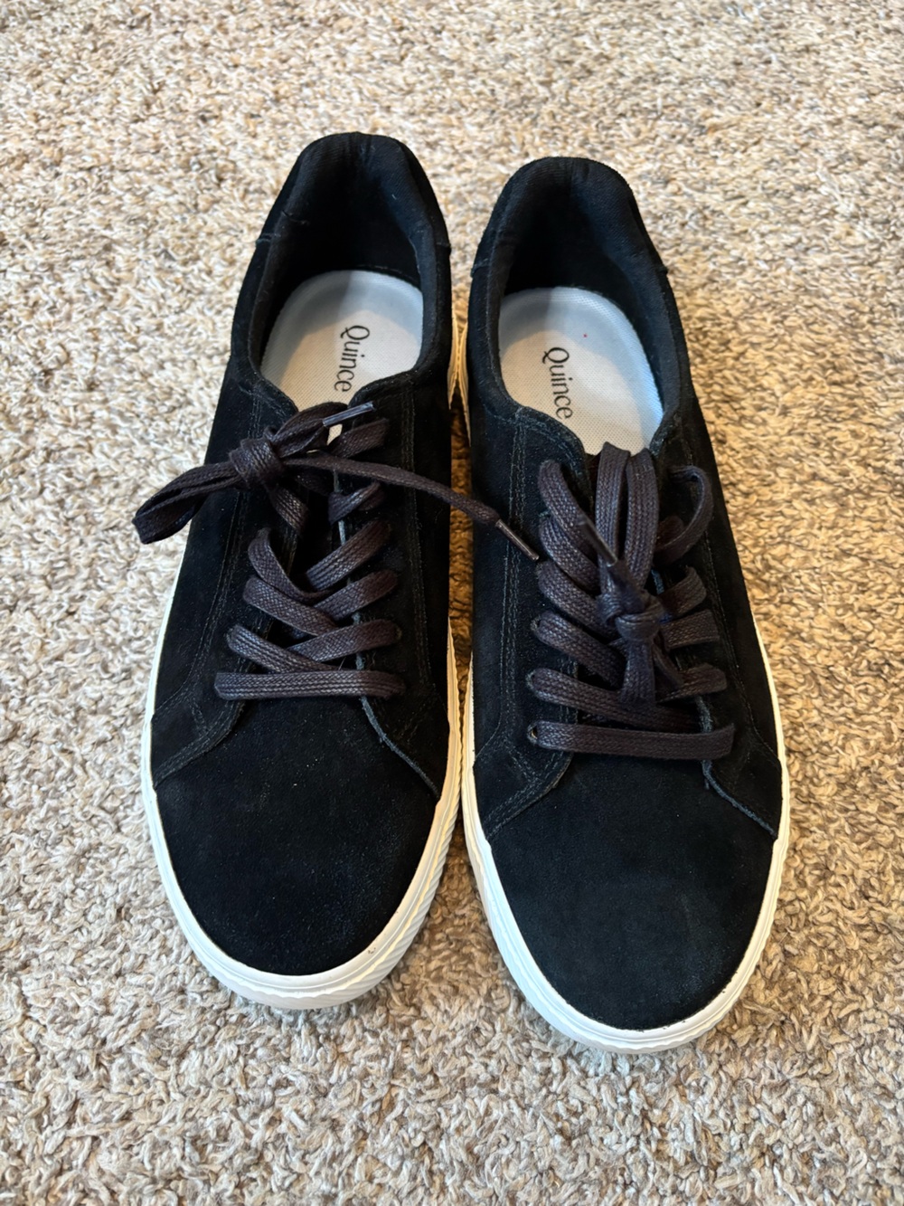 Quince Black Suede Sneakers with White Sole